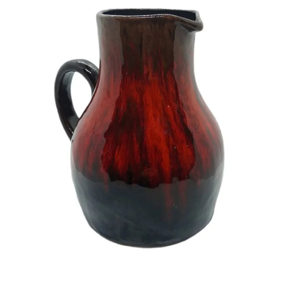 Red/Orange/Black Drip Glaze  Water/Juice Pitcher - Picture 1 of 8